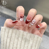 遇上佳人 纯手工穿戴甲【富家千金】10片 穿戴甲中长款美甲贴片指甲果冻胶