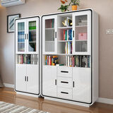 百裕达 现代书房白色书柜置物架书架组合 简约家用客厅烤漆落地带门书橱 时尚两门书柜 0.8米（白色）
