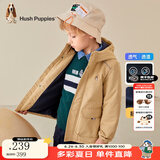 暇步士（Hush Puppies）童装儿童厚风衣冬季新款男女大童纯色摇粒绒外套时尚厚风衣 暖卡其 160 cm