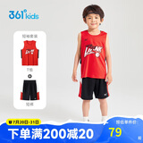 361°儿童运动套装25夏季男童3-14岁速干透气篮球套装 红120