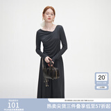 范思蓝恩秋季设计感针织T恤半身裙时尚套装女秋装新款慵懒高腰半身裙女 深灰色（半身裙） S