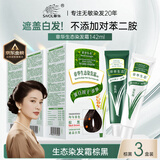 章华染发霜棕黑色3盒装（不添加对苯二胺盖白染发膏染发剂）