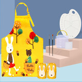 蒙玛特儿童早教印章海绵笔刷滚筒涂颜料工具手指画颜料DIY绘画画刷防水围裙套袖工具套装 V CS-ET2