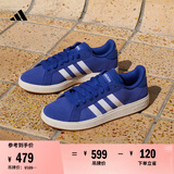adidas「面包鞋」GRAND COURT BASE 00s休闲低帮板鞋男女阿迪达斯   半荧光蓝/白色/树脂黄   37