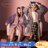 果壳（Gukoo）睡衣女冬加厚迪士尼珊瑚绒睡袍女加厚睡袍可外穿情侣睡衣D 蓝色唐老鸭男睡袍 L