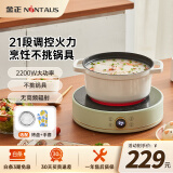 金正（NINTAUS）电陶炉家用围炉煮茶智能多功能炒菜煲汤火锅烧烤一体迷你小型超薄圆底面板新款十大品牌排名磁炉灶 旗舰款【21档火力+烤盘+手套】绿