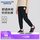 Skechers斯凯奇男女童儿童新款学生宽松舒适休闲时尚长裤L424K063 碳黑/0018/加绒 170 cm
