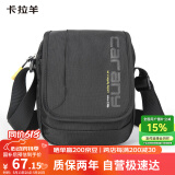 卡拉羊单肩包男士斜挎包多隔层帆布包休闲小包户外胸包CX4008黑色