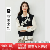 梵希蔓黑色休闲文艺风针织衫女2025年春季新款百搭设计感马甲背心 16255 黑色 S