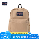JANSPORT杰斯伯双肩包女男26L隔层轻便大容量背包学生书包 4QUE 7R5奶咖【升级款】侧袋+隔层