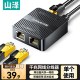 山泽网线分线器一分二 千兆网络扩展器同时上网 RJ45双网口网络延长连接器 宽带路由器接口分接器 单个