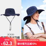骆驼（CAMEL）【baby同款】渔夫帽夏薄款大头围防晒遮阳太阳帽子大帽檐遮脸帽 【UPF50+轻量防晒】藏蓝色2115-1 均码