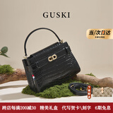 GUSKI包包女包奢侈品牌斜挎包女2025新款手提凯莉包女生生日礼物送老婆 黑色【black】 精美礼盒装