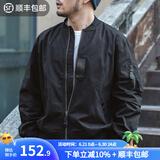 马登工装 美式空中MA1飞行员夹克军事风短款外套复古棒球服男潮春上衣 黑色 L