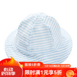 Kordear 婴儿帽子0-6个月夏天新生儿帽子 女夏季薄款男宝宝纯棉纱布遮阳帽初生平檐渔夫帽夏 蓝色条纹 帽围49cm（建议12-18个月）