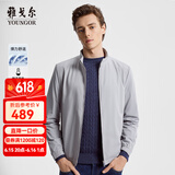 雅戈尔（YOUNGOR）单夹克男立领单茄克四面弹舒适夹克男士上衣外套 VJJK414977DQA灰色 M 170/92A