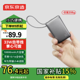 京东京造33W/30W快充自带线10000毫安时充电宝小巧便携适用于苹果16华为小米荣耀OPPO手机平板银河灰