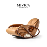 米维卡【新品】MIVICA高端按摩躺椅轻奢实木真皮单人沙发懒人阳台摇摇椅 MIVICA真皮实木棕色按摩躺椅