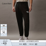 Calvin Klein Jeans秋季男休闲ck字母叠印松紧束脚纯棉针织运动卫裤J324249 BEH-太空黑 L
