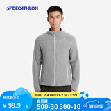 迪卡侬（DECATHLON）摇粒绒外套抓绒衣男保暖户外运动加厚秋绒衣冲锋衣内胆 男款-全拉链-浅灰色 M