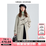 VEGA CHANG牛角扣呢子大衣女冬2025年学院风加厚毛呢大衣 燕麦色（小个子女生推荐） XS