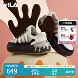 FILA 斐乐官方女鞋CARROT摩登板鞋萝卜鞋休闲厚底鞋子女 初雪白/黑-PB 37.5