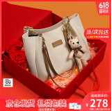 viney新款包包女包牛皮托特包大容量手提包生日礼物送女友老婆 【米白折叠礼盒装】实用轻奢大包