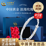 中国黄金（CHINA GOLD）999足银手镯女士繁花似锦银镯子年轻款七夕情人节生日礼物送女友 【当/次日达】足银手镯【25g±1g】+玫瑰礼盒