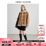 VEGA CHANG皮毛一体短外套女2024年秋冬宽松显瘦旷野美拉德毛绒保暖夹克外套 布朗棕（长款） L
