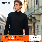 布先生佟大为明星同款春秋可机洗毛T羊毛衫男士毛衣纯色针织打底衫 【中高领】钢琴黑 L /175