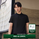 KOLON SPORT/可隆速干POLO 男士吸湿小翻领抗菌户外运动印花短袖 LHPT5MTT31-BK 黑色 XL 180/100A