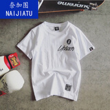 奈加图2022欧美街头嘻哈潮牌短袖T恤男生潮流百搭情侣宽松短袖体恤t 916白色 L （建议100-120斤）