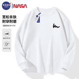 NASA GISS卫衣男春秋季百搭圆领长袖T恤青少年情侣上衣外套 白色 M