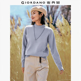 佐丹奴极细针织衫女软糯时尚斜破骨半高领套头针织毛衣女13354689