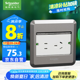 施耐德电气地插座滑盖式地面插座 平推式五孔地插银色 (不含底盒）