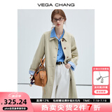 VEGA CHANG风衣女款2025新款春秋英伦风中长款宽松外套 卡其色 M