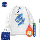 NASA LIKE官方重磅卫衣男春秋季新款印花圆领长袖t恤男士落肩袖上衣打底衫 25新款白色 加绒 XL
