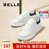 百丽撞色小白鞋男牛皮舒适厚底休闲板鞋A1160CM3 黑尾翼-绒里  40