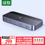 绿联USB共享切换器四进四出 打印机切换器4进4出 四台电脑主机共用键盘鼠标u盘硬盘四口分线器35764