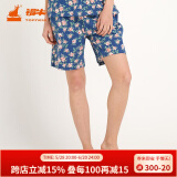 铜牛家居睡衣春夏棉汗布印花女短裤中年标准居家短裤VD003 繁茂蔷薇-白-蓝 M (165/90)
