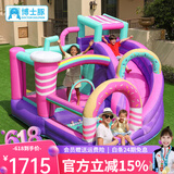博士豚充气城堡室内大型蹦床室内超长滑梯户外儿童淘气堡可折叠游乐园 72061-甜品屋城堡( 双气垫款 )