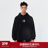 CHINISMCH字母印花连帽卫衣男潮牌美式宽松上衣重磅情侣帽衫 黑色 L（推荐 120-150斤）