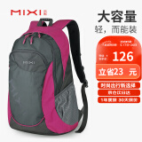 米熙mixi14英寸电脑包双肩包女大容量旅行包休闲运动背包20吋玫红5005