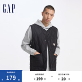 Gap男装波浪绗线口袋马甲轻薄保暖简约棉背心619671 黑色 175/96A(L) 亚洲尺码