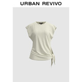 UR2025夏季新款女装时髦设计感休闲侧腰绑带短袖T恤UWM450119