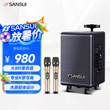 山水（SANSUI）广场舞智能音响8英寸低音炮移动户外K歌拉杆音箱无线麦克风摊摆喇叭TE06电木吉他民谣乐器音箱