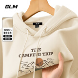 GLM敖瑞鹏代言连帽卫衣男重磅潮流休闲oversize青少年春秋长袖外套 【春秋】浅米#黄昏野营D L