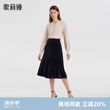 歌莉娅（GOELIA）预售预售半截裙丝绒鱼尾半身裙服装晚会裙子1B1R2D250 00B黑色（预计1月5日发货） M