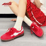 AVIA爱威亚2025新款经典板鞋男女复古（德训）鞋平底运动T头鞋 红白 38