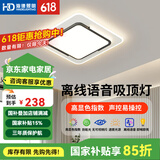 HDled智能语音吸顶灯 客厅卧室餐厅灯现代简约全屋灯具套餐包安装 花漾方形 81W/50*50CM
